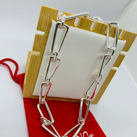 Uno de 50 Necklace Silver GALAXY NECKLACE lobster clasp squared silver link - Picture 2 of 4